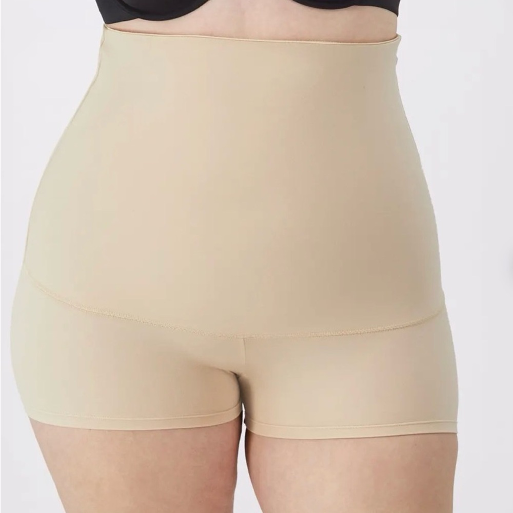 Maidenform High-Waist Boyshort Shape wear latte lift tan, size large